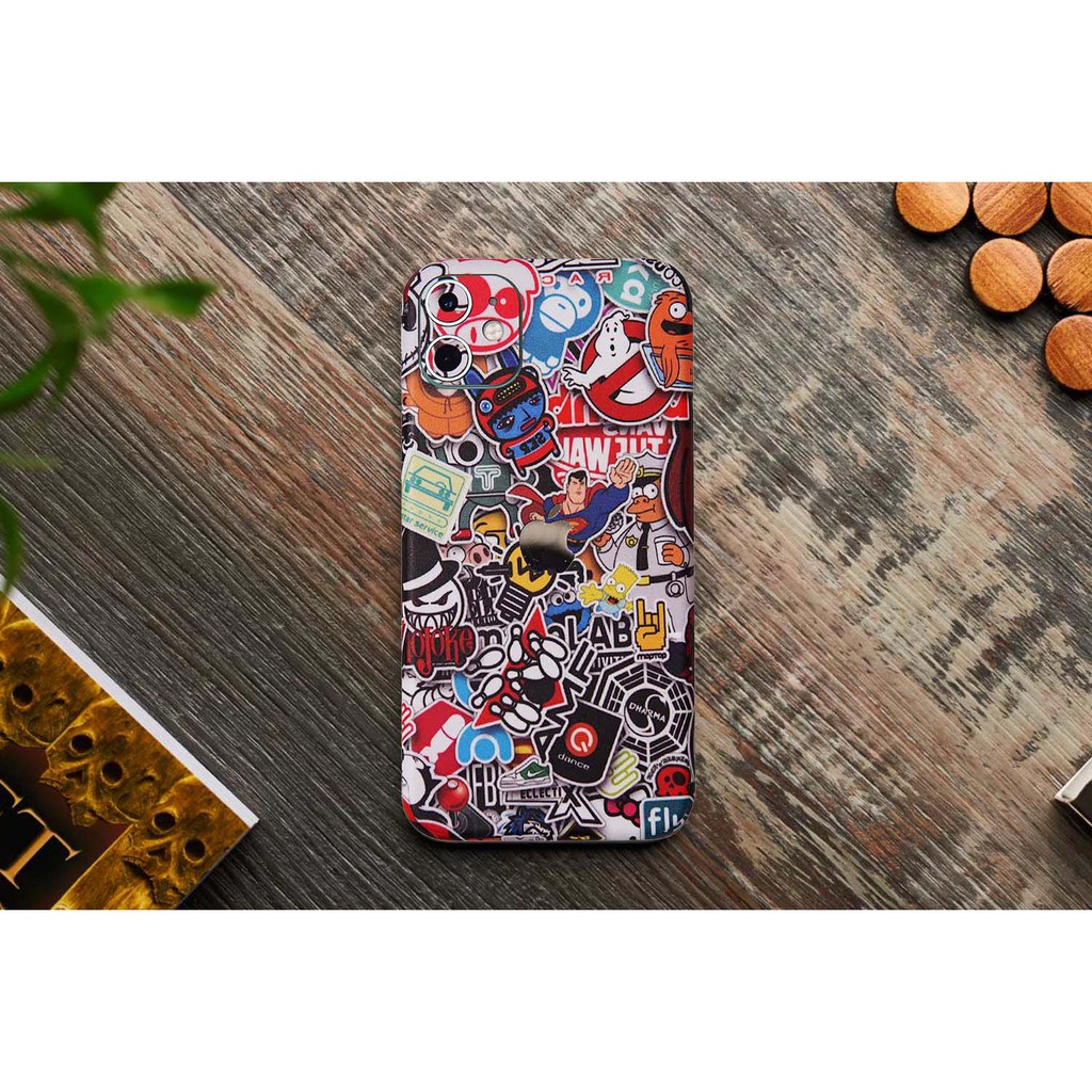 Miền dán skin điện thoại từ iPhone 5/5se đến iPhone 15 pro max -Sticker Bomb Màu