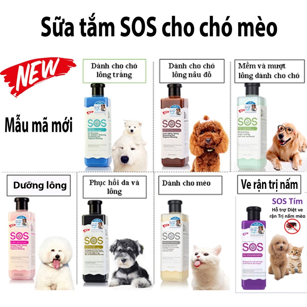 Hanpet.GV- Sữa Tắm SOS cho chó mèo (4 loại) dùng làm dầu tắm cho chó hoặc sữa tắm cho mèo