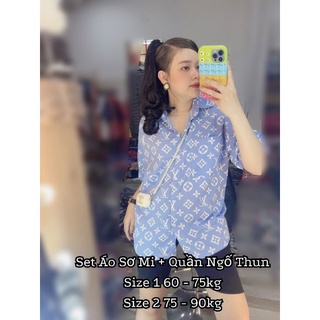 [ Bigsize 60 - 90kg ] Set áo sơ mi + Quần Ngố Thun