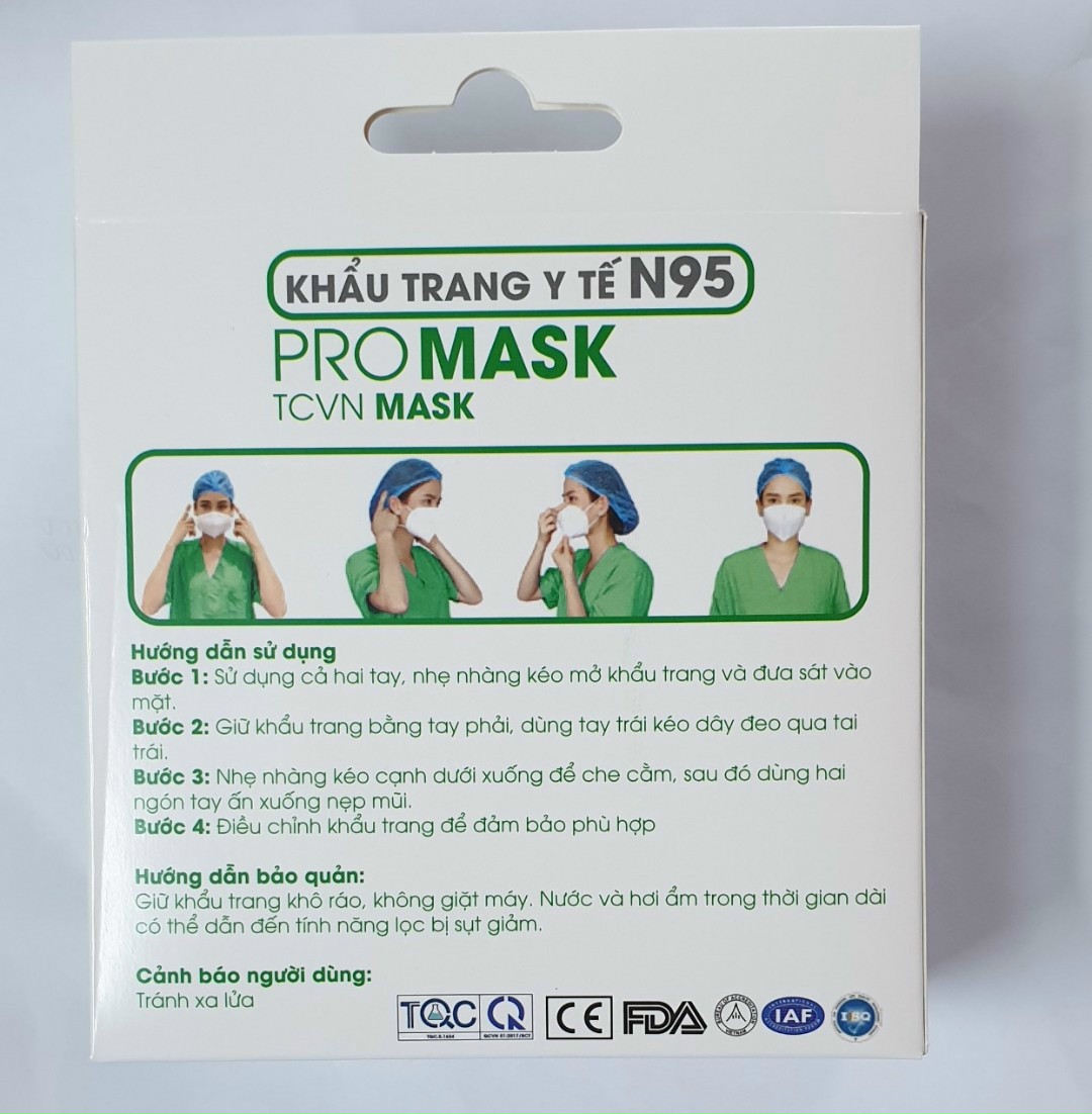 [Hàng chính hãng] Khẩu trang y tế N95 PROMASK 5 lớp kháng khuẩn hộp 10 cái