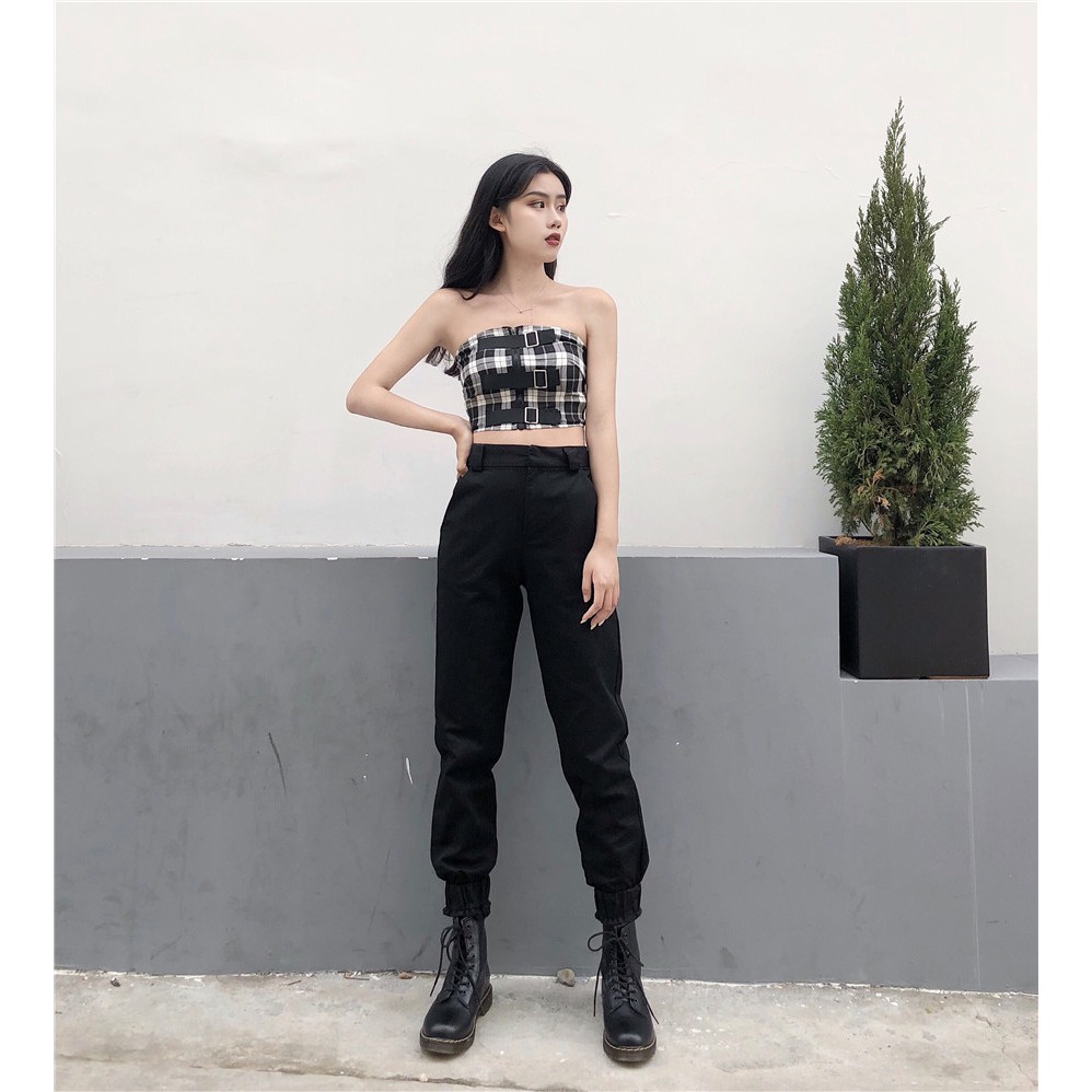 [Mã FAGREEN55 giảm 10% tối đa 30K đơn 99K] [Có Sẵn] Set quần jogger kaki + áo croptop #709 | BigBuy360 - bigbuy360.vn