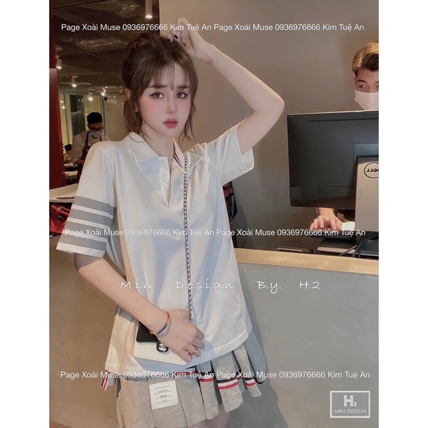 Set thom polo mix chân váy ly