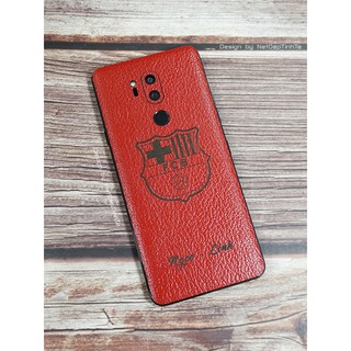 Miếng dán da điện thoại LG G7 - Da dập vân hạt nhỏ màu đỏ khắc hình - D6