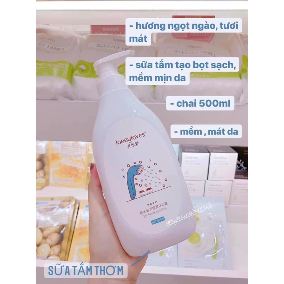 Sữa tắm nước hoa JOEEYLOVES sữa tắm bath dưỡng thể thơm mịn da chai lớn 500ml