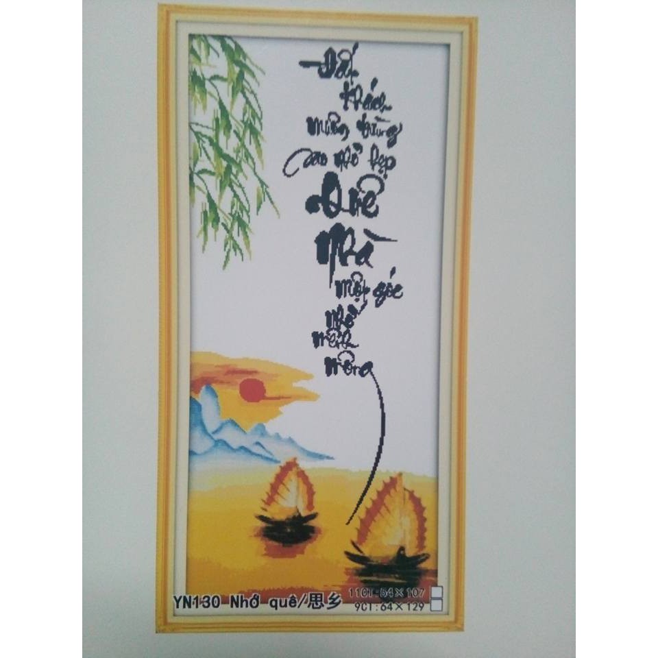 Tranh thêu chữ thập Quê Nhà