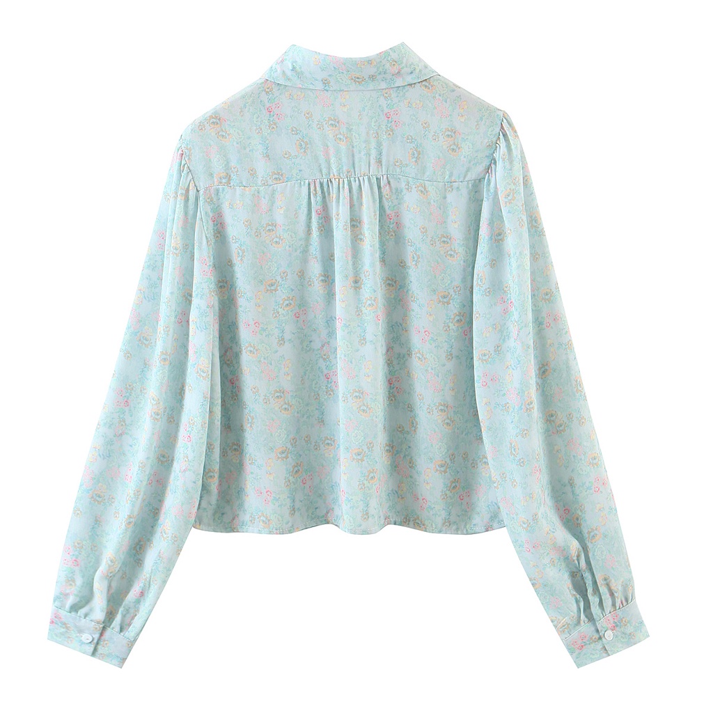 Zara Morocco full tag - Áo sơ mi hoa xanh nhẹ nhàng chất đẹp AH20SMG40N10