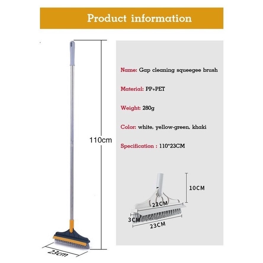 Cây chà sàn nhà tắm, chổi cọ sàn có thanh gạt nước 2 trong 1,