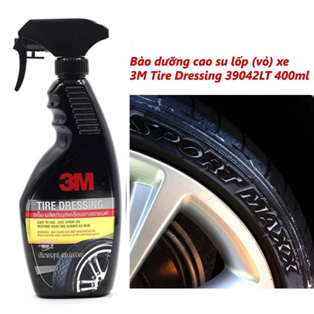 CHAI XỊT CHĂM SÓC LỐP PHỤC HỒI CAO SU - 3M TIRE DRESSING PN39042LT 400ML (ĐEN)