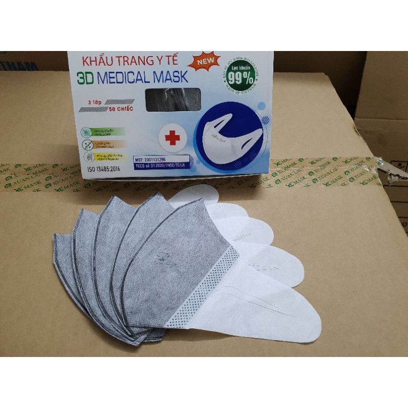 HỘP 50 CHIẾC KHẨU TRANG 3D MASK MÀU XÁM