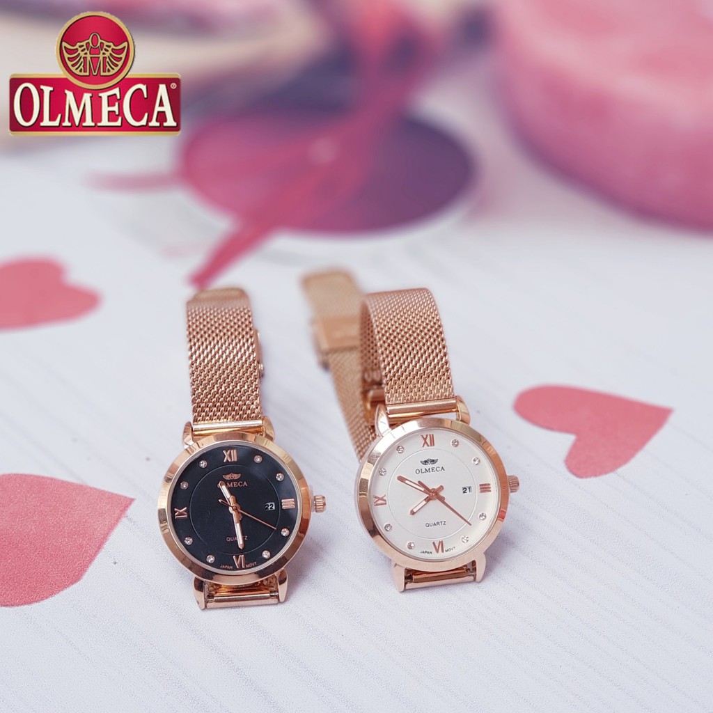 (CHÍNH HÃNG) Đồng hồ nữ OLMECA OL02 Japan có lịch dây nhuyễn cao cấp mặt kính Sapphire AH450 | BigBuy360 - bigbuy360.vn