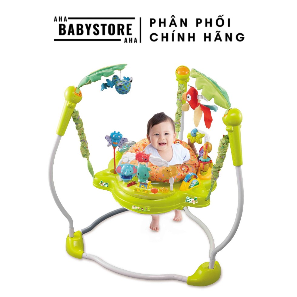 Ghế nhún tập đứng có đèn nhạc iBaby màu xanh lá