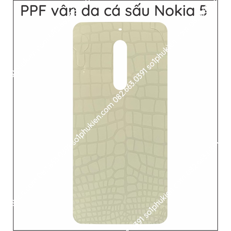 Dán PPF Nokia 5 loại trong, nhám, vân da cá sấu dành cho màn hình, mặt lưng, full body lưng viền