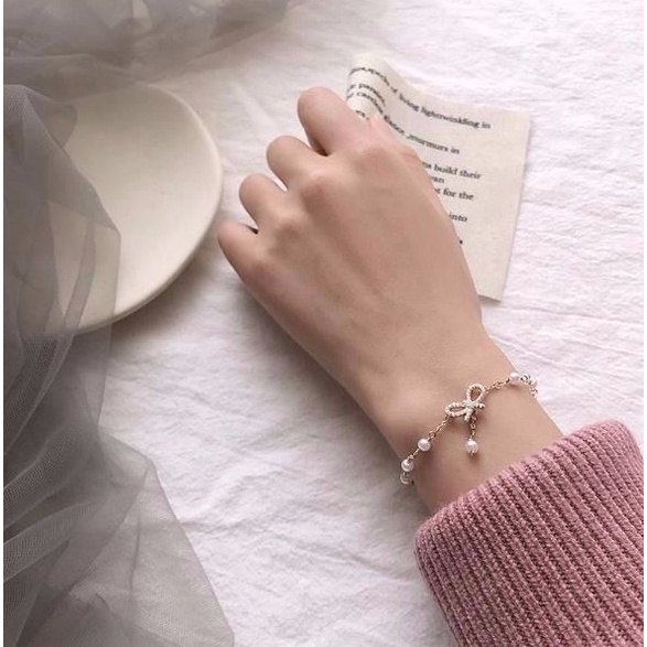 Vòng Tay Đính Đá Ngọc Trai Thời Trang Dành Cho Nữ