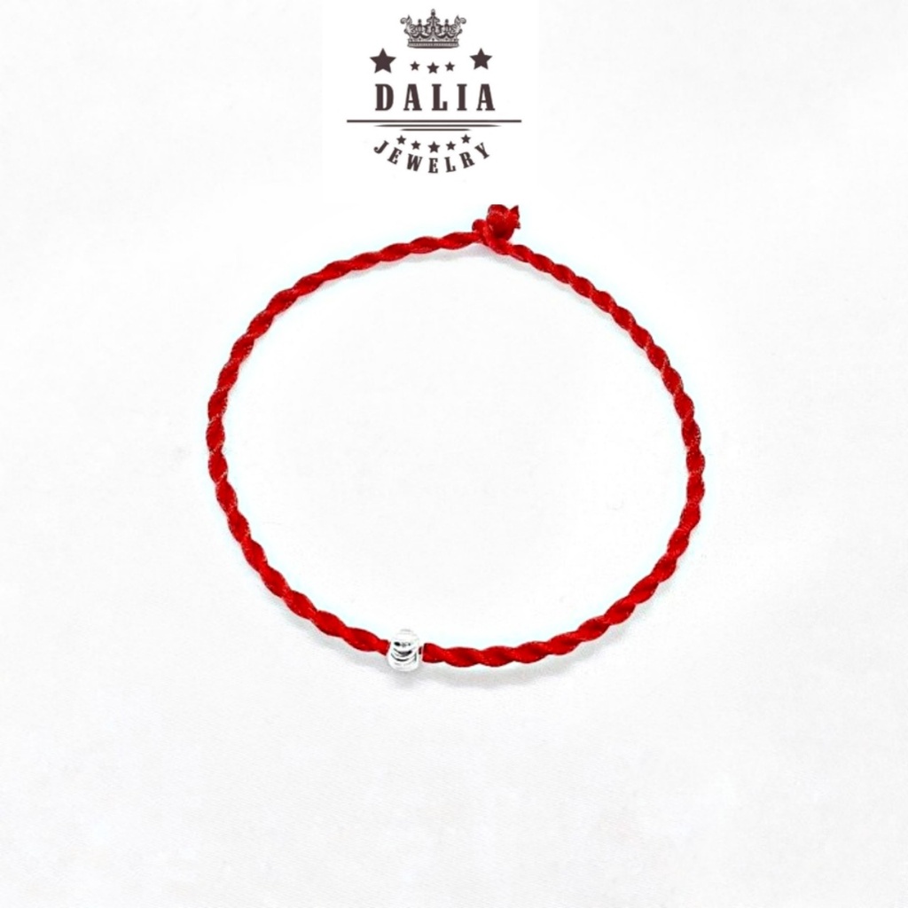 Vòng tay bạc nữa DaLiA Jewelry chỉ đỏ bi bạc, lụa xoắn, xinh xắn và may mắn, lắc tay bi VT001