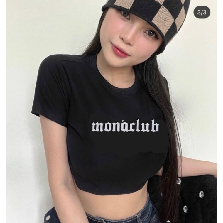 Áo thun croptop in chữ Monaclub