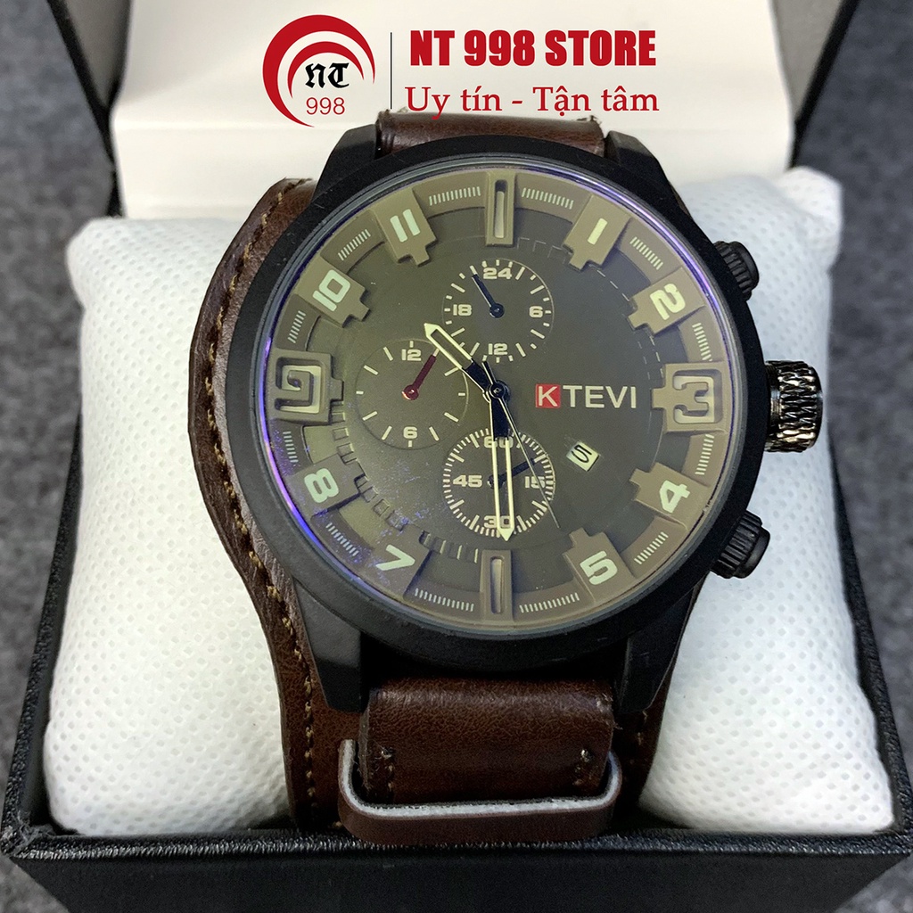 Đồng hồ da thời trang nam KTEVI dây da cao cấp , đồng hồ thể thao nam mặt lớn 48mm | BigBuy360 - bigbuy360.vn
