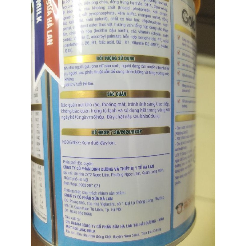 PHỤC HỒI SỨC KHOẺ SAU SINH , SAU MỔ - SỮA BỘT HALANMILK GOLD CARE 400g- Đông trùng hạ thảo, sữa non, nano curcumin