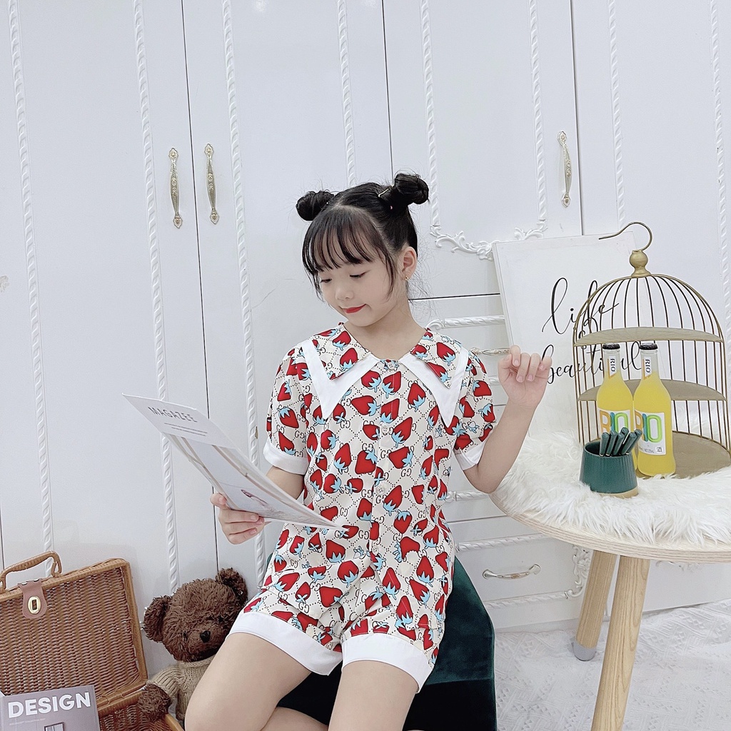 Bộ Pizama cộc tay bé gái từ 16-32kg chất lụa Mago cao cấp❤️Bộ quần áo mặc nhà ❤️Bộ ngủ size đại cho bé gái- M0032