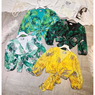 SET ÁO CROPTOP BUỘC NƠ NGỰC TƠ HỌA TIẾT CHÂN VÁY MAXI TẦNG XẺ HOT HIT