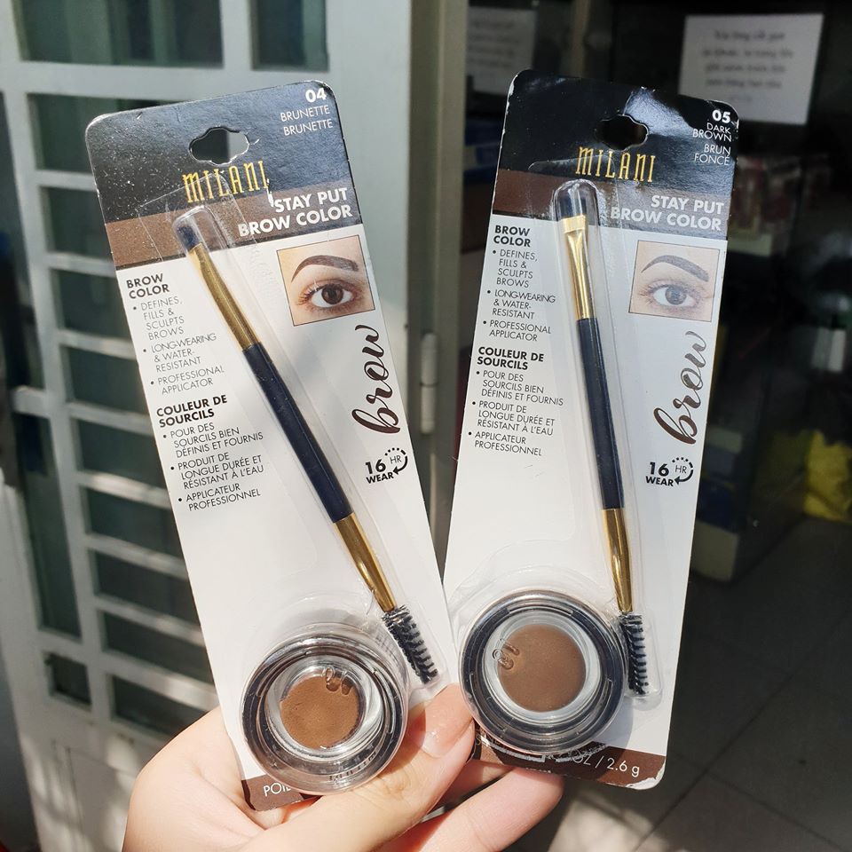 Gel kẻ mày Milani Stay Put Brow color kèm cọ