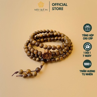 Vòng tay trầm hương 108 hạt 6mm mix charm hoa sen chuỗi đeo tay gỗ trầm tốc nam nữ may mắn tài lộc bình an