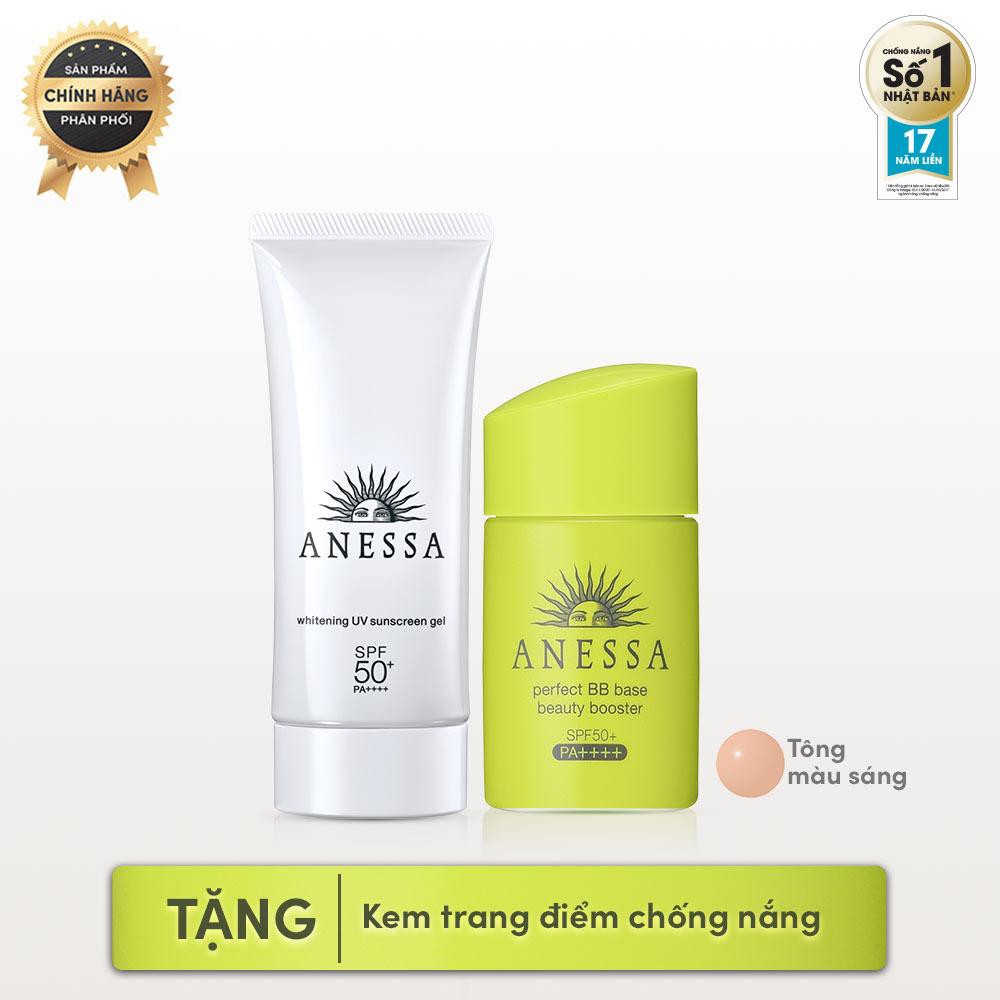 Bộ kem trang điểm và gel chống nắng Anessa (Perfect BB Base Beauty Booster Light + Whitening UV Sunscreen Gel)