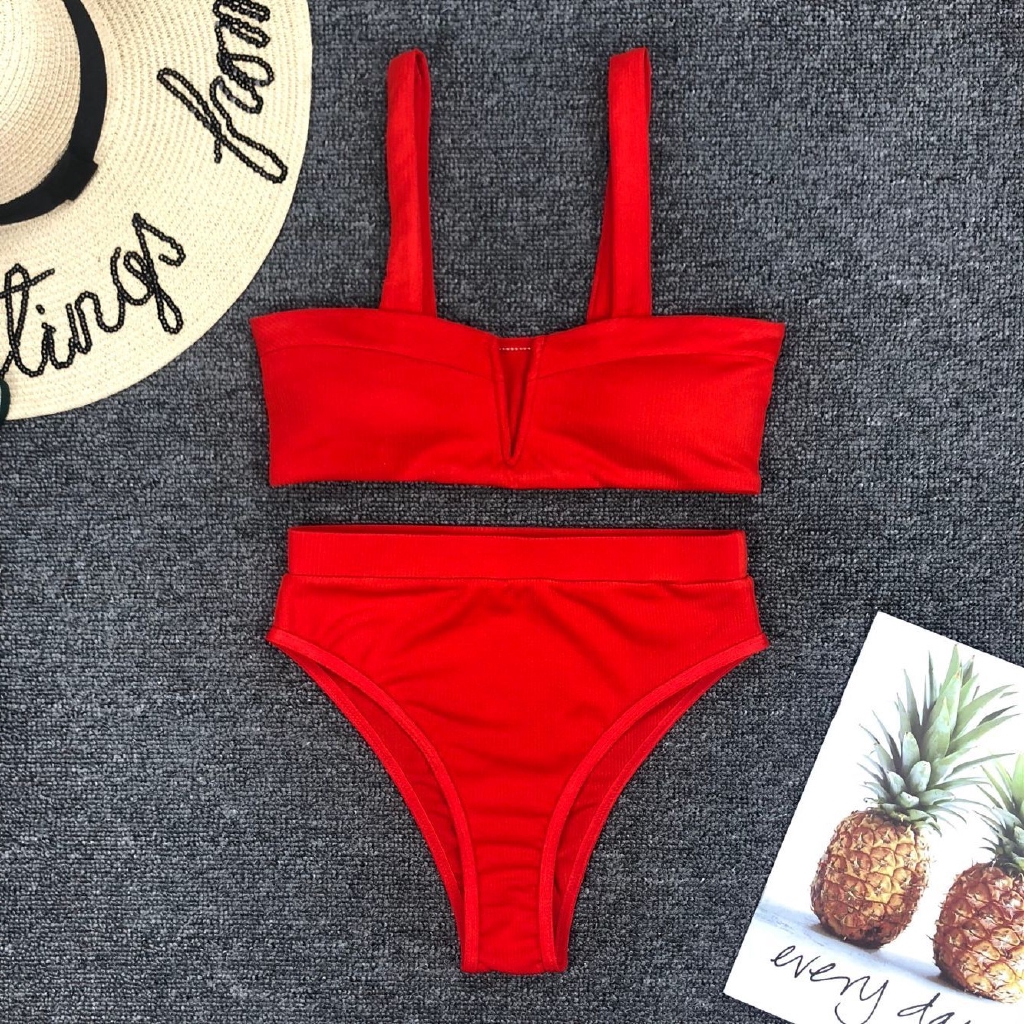 Bộ đồ bơi hai mảnh có đệm nâng ngực màu kẹo chất lượng polyester dành cho bạn nữ | BigBuy360 - bigbuy360.vn