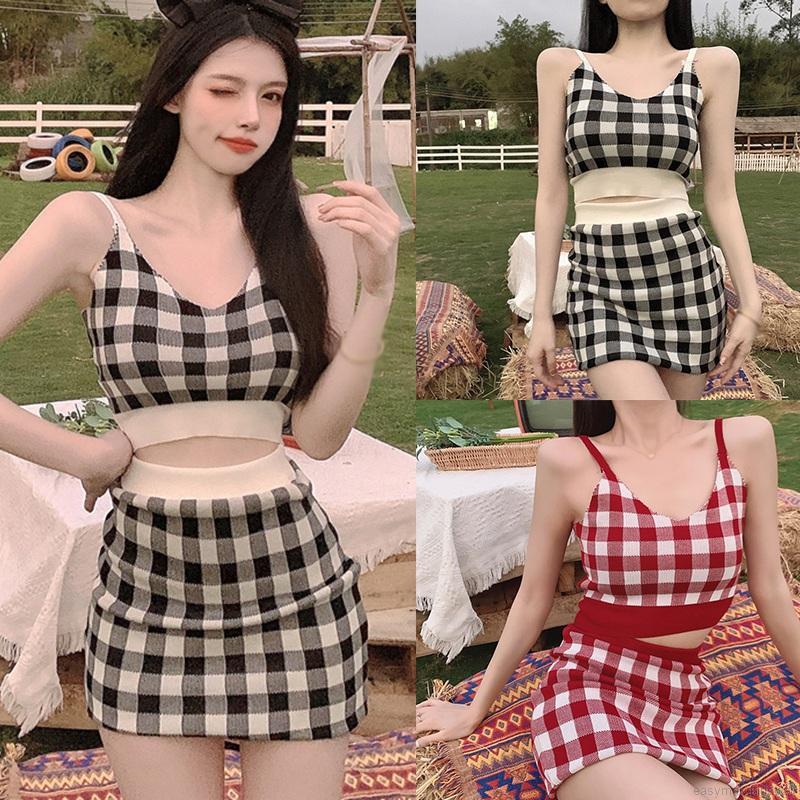 Set Áo Hai Dây Và Chân Váy Dệt Kim Phong Cách Hàn Quốc Cho Nữ | BigBuy360 - bigbuy360.vn