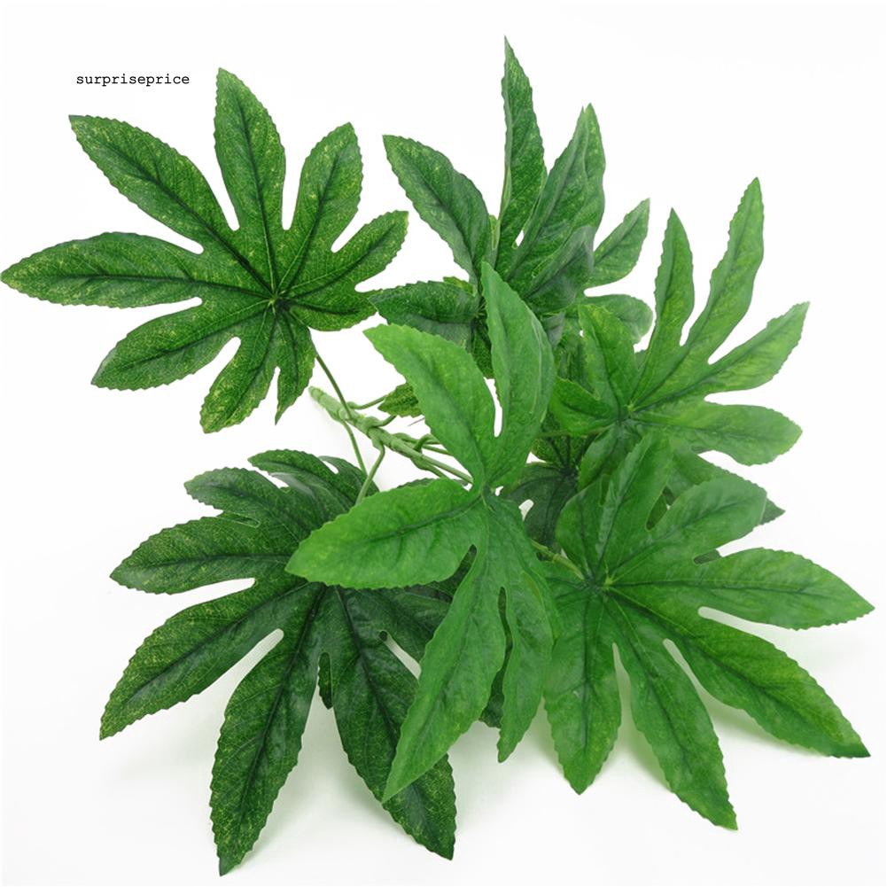 Nhánh cây Fatsia giả với 9 lá màu xanh dùng để trang trí nhà cửa tiện lợi