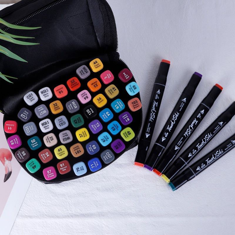 Đồ chơi bộ bút màu dạ Marker 48 bút tặng kèm túi vải đựng tiện lợi cho bé - Set bút màu 48 cây có 2 ngòi giúp bé tập tô