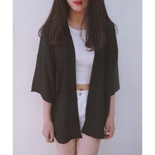 Kimono đen trơn