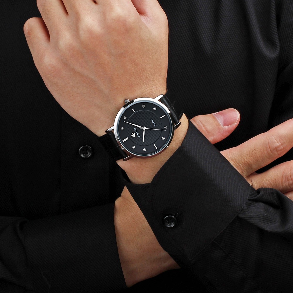 WWOOR watch for men leather watch simple men's watches analog quartz wristwatch 8011