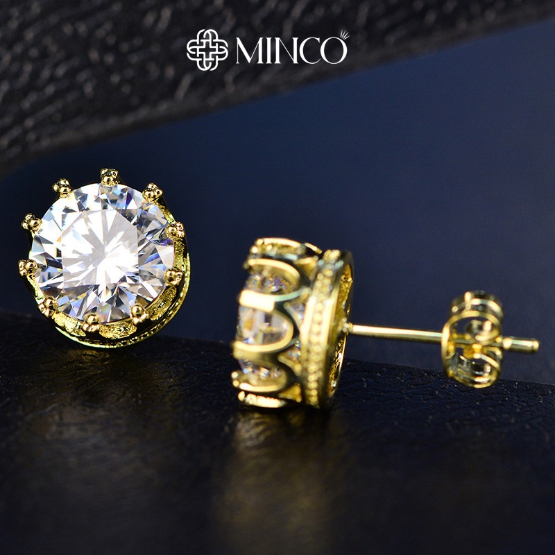 Khuyên tai Nam Crown Minco Accessories bông tai cho Nam nữ Vương Miện Màu Vàng Bạc Phong Cách Cá Tính BT236 (1 Chiếc)