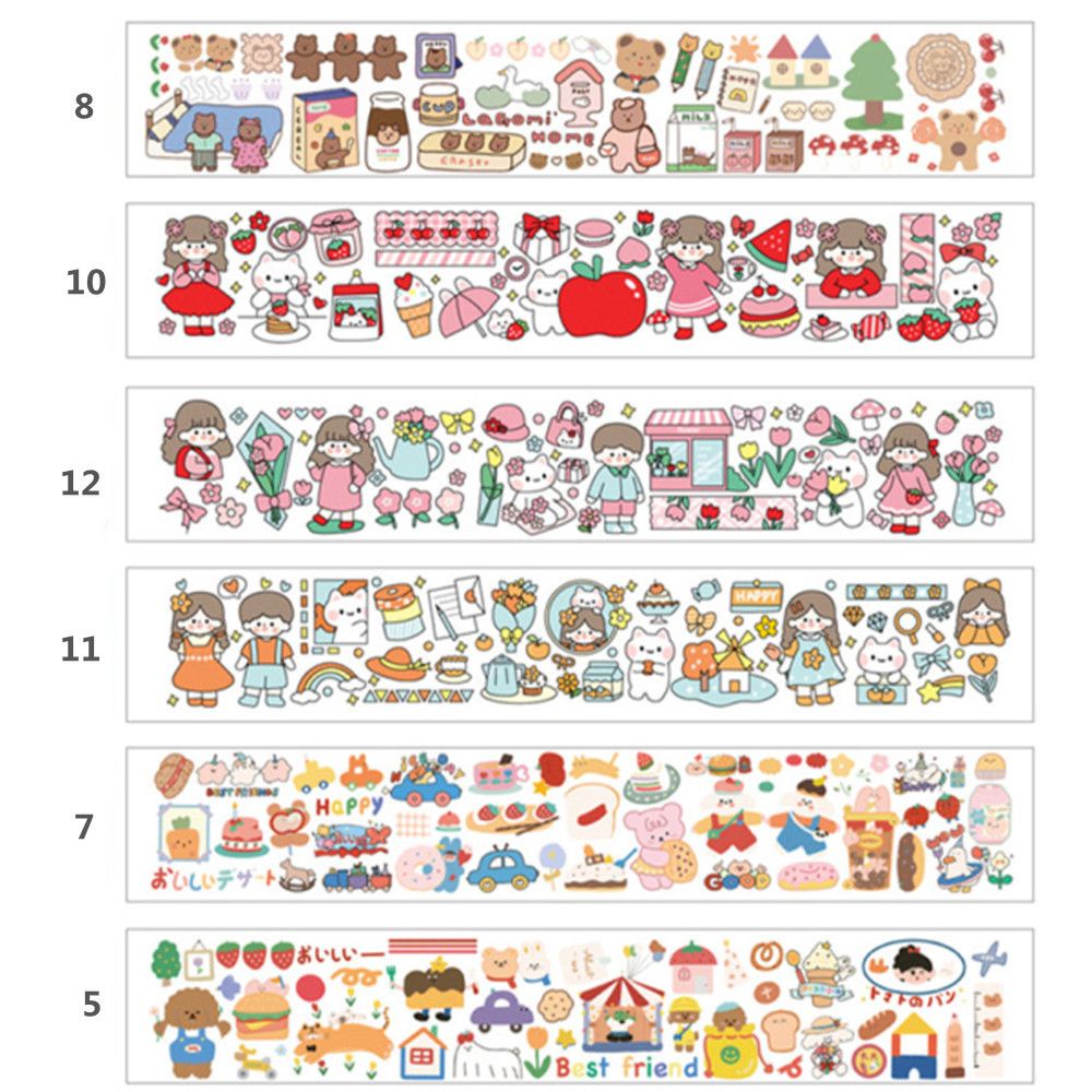 Sticker Giấy Washi Dán Trang Trí Sổ Tay Nhật Ký Diy Họa Tiết Hoạt Hình Dễ Thương
