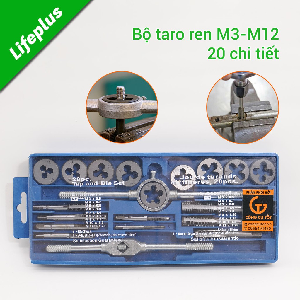 Hộp tạo taro ren trong và ngoài M3-M12 20 chi tiết GT635