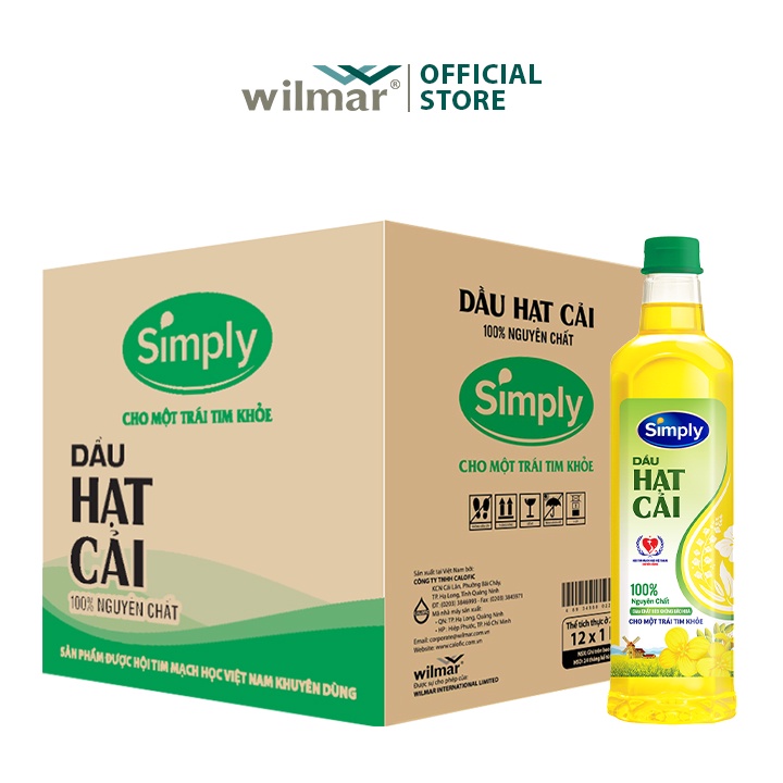 [Hỏa Tốc HCM] Thùng 12 chai Dầu hạt cải nhãn hiệu Simply 1L date mới nhất