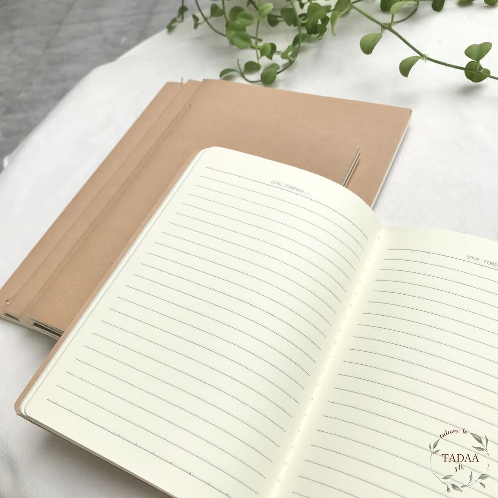 Sổ tay bìa nâu, bìa giấy kraft, sổ phong cách muji ô vuông, trơn, kẻ ngang khổ A5, B5 40 tờ cổ điển, vintage