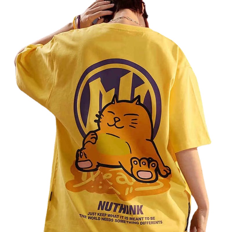 Áo Thun Nam Tay Ngắn In Hình Mèo Hoạt Hình Thời Trang Size M-8XL