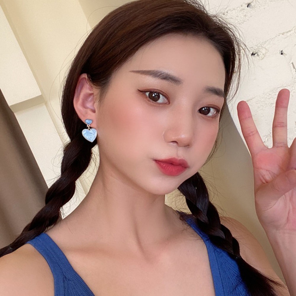 Khuyên Tai Dáng Dài Hình Trái Tim Màu Gradient Thời Trang Cho Nữ