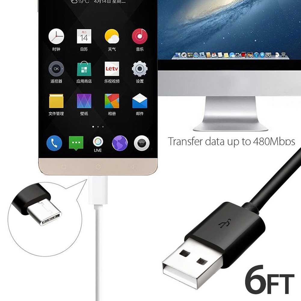 Dây cáp USB Type C sạc tốc độ nhanh cho HUAWEI Samsung Galaxy HTC