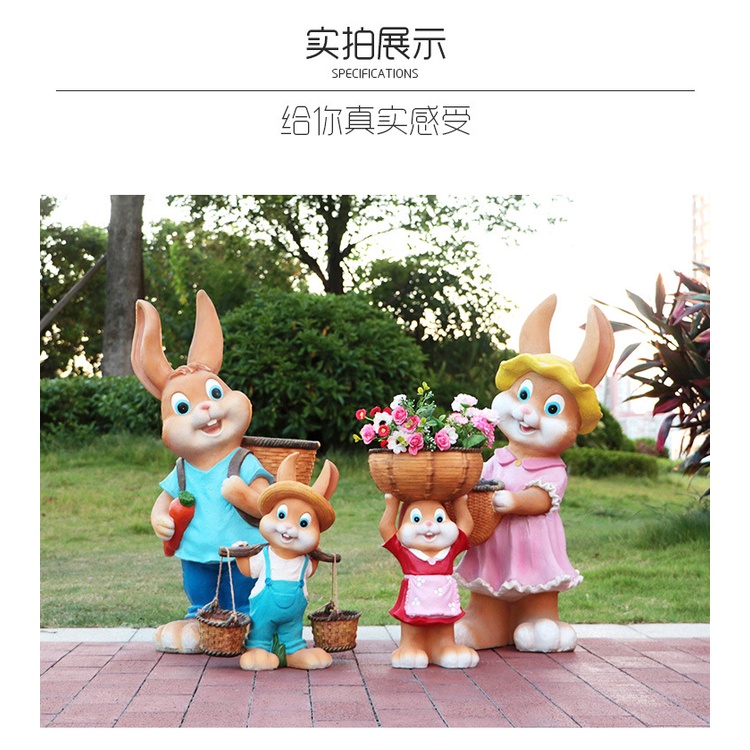 Chậu Hoa Bằng Thép Thủy Tinh Hình Thỏ Hoạt Hình Sáng Tạo Trang Trí Sân Vườn
