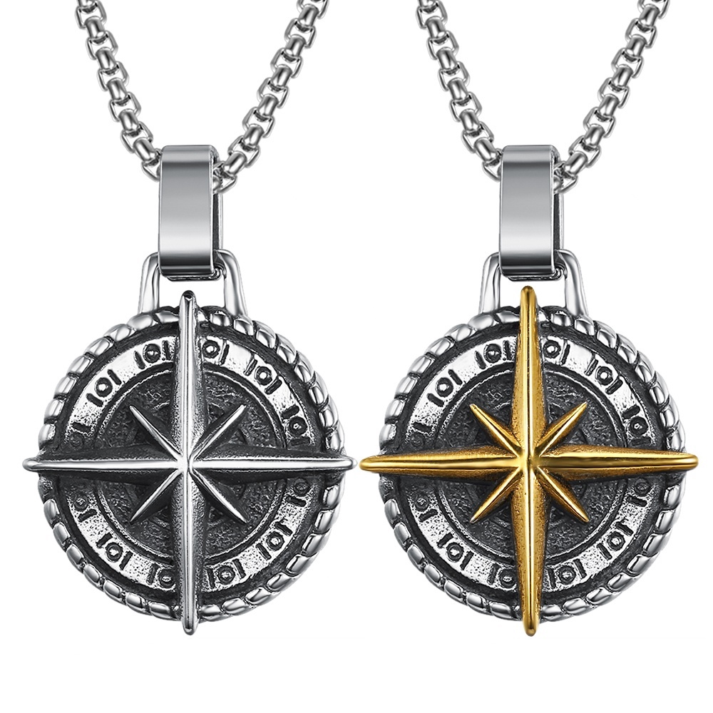 Thời trang mát mẻ thép không gỉ Bắc Viking Mặt dây chuyền La bàn