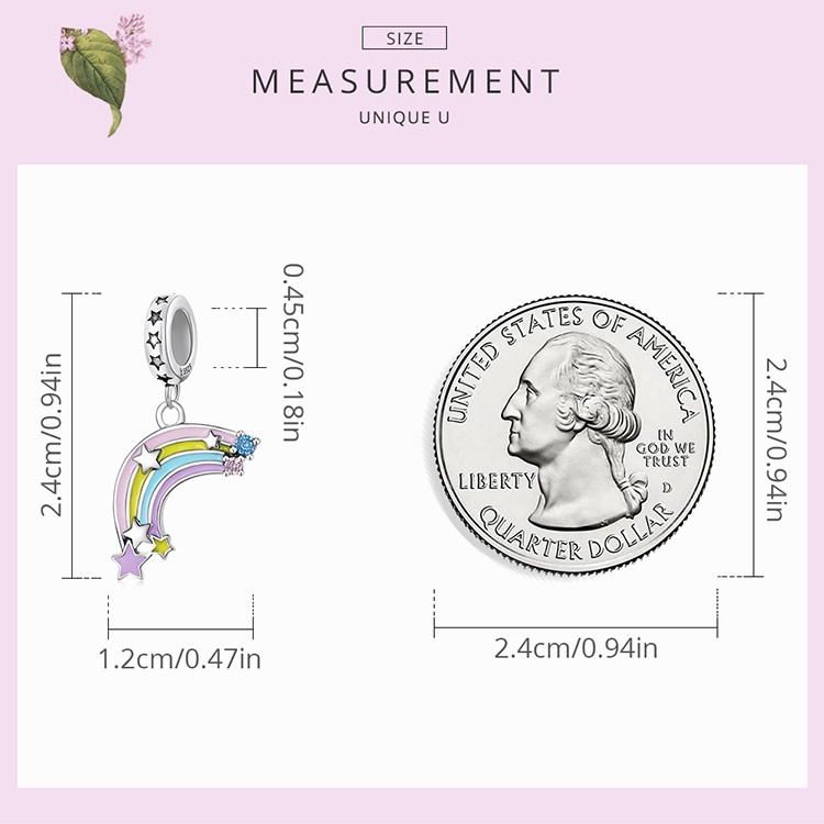 Hạt charm BAMOER SCC2074 làm từ bạc 925 hình cầu vồng dễ thương