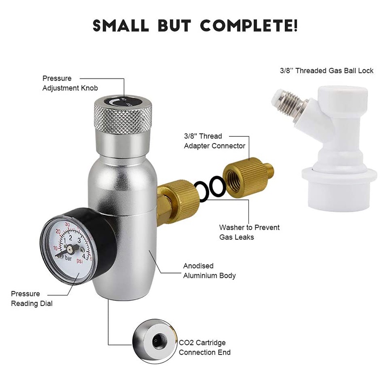 Bộ Sạc Điều Chỉnh Keg Mini 0-60 Psi Co2 Chuyên Dụng Cho Bình Ủ Bia