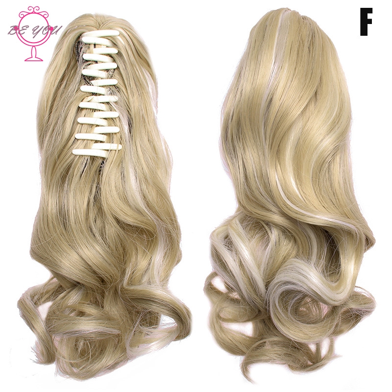 BY Clip-On Curly Ponytail Hair Extension Women Claw On Long Wavy Wig Hair Piece