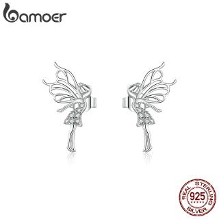 Bamoer Bông Tai Bạc 925 Hình Đôi Cánh Thiên Thần Không Gây Dị Ứng bse338