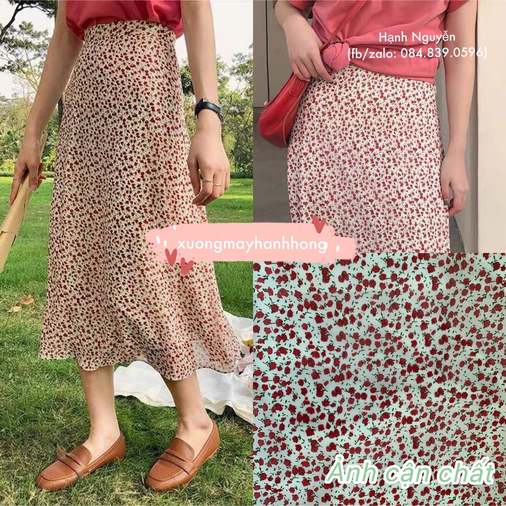 Chân váy hoa nhí vintage 2 lớp | BigBuy360 - bigbuy360.vn