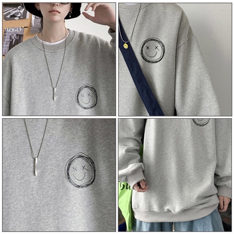 [CLEARANCE] Aokang Mới Áo Khoác sweater Dáng Rộng Cổ Tròn Lót Nhung In Hình Tròn Phong Cách hip hop Dễ Phối Đồ Thời Trang Cho Nam