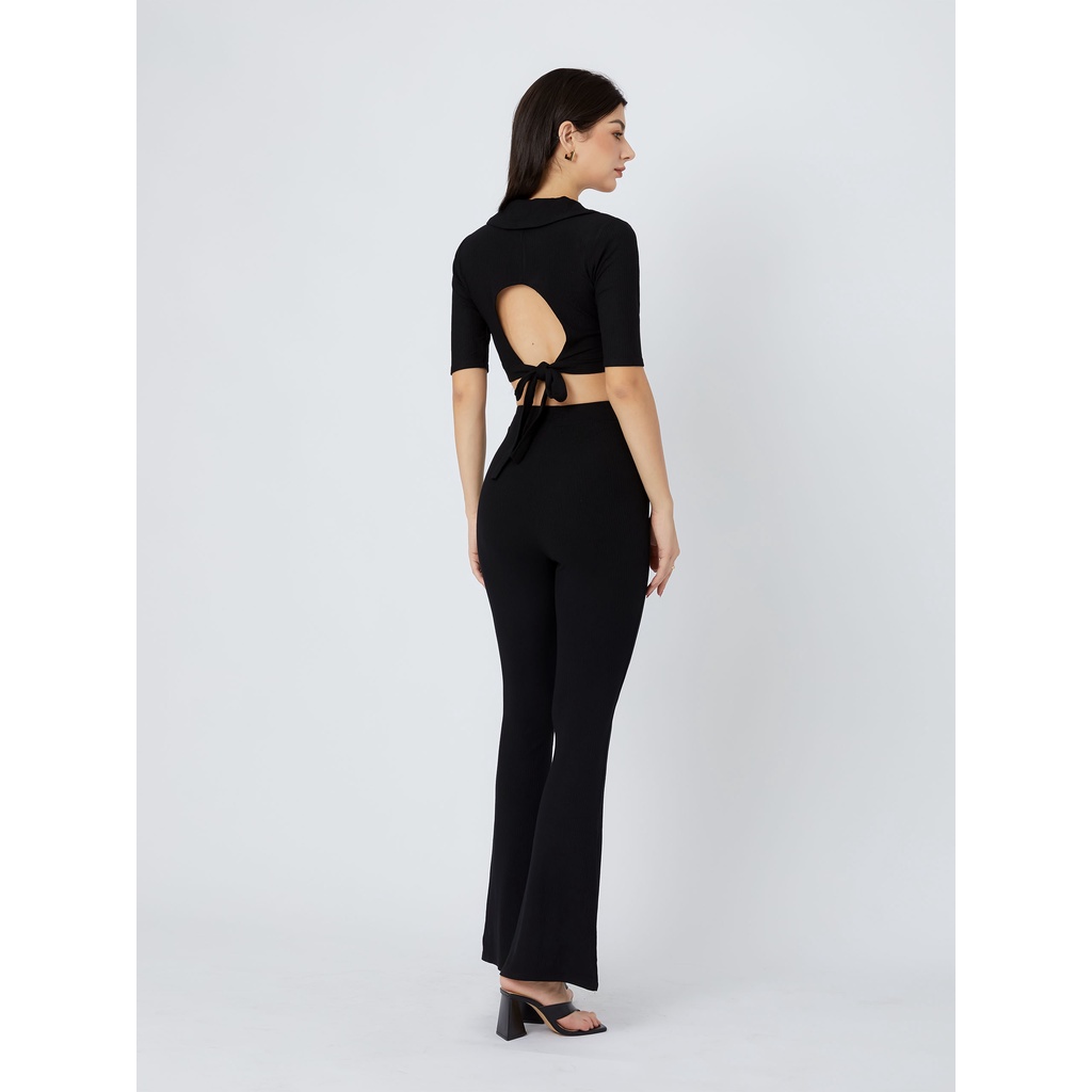 Set Nữ Lounge Wide Leg , Chất thun sọc gân Thoải Mái , WSD000163,SOMEHOW