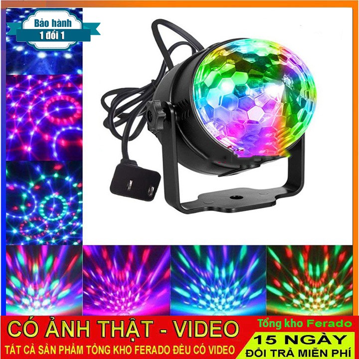 [ Hàng loại 1 ] Đèn LED xoay 7 màu vũ trường cảm ứng nhạc mini